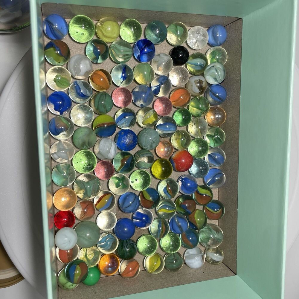 Vintage Glass Marbles Lot in Atlas Mason Jar Mixed Colors Swirls Bulk Common - Picture 11 of 14